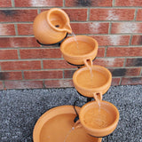 Solar Kaskadenbrunnen mit Akku - Terracotta