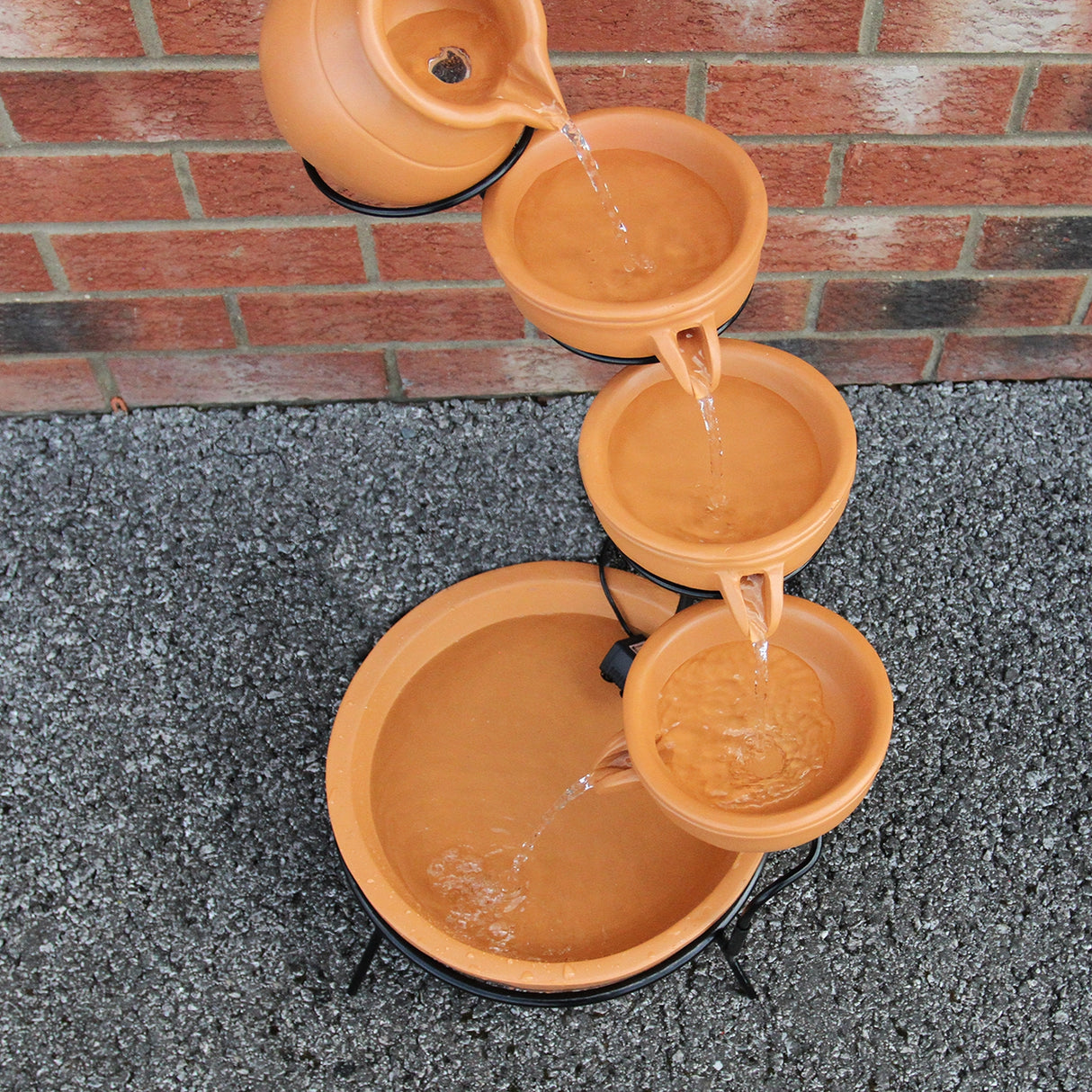 Solar Kaskadenbrunnen mit Akku - Terracotta