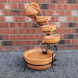 Solar Kaskadenbrunnen mit Akku - Terracotta