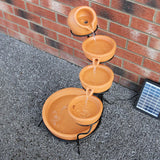 Solar Kaskadenbrunnen mit Akku - Terracotta