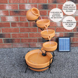 Solar Kaskadenbrunnen mit Akku - Terracotta