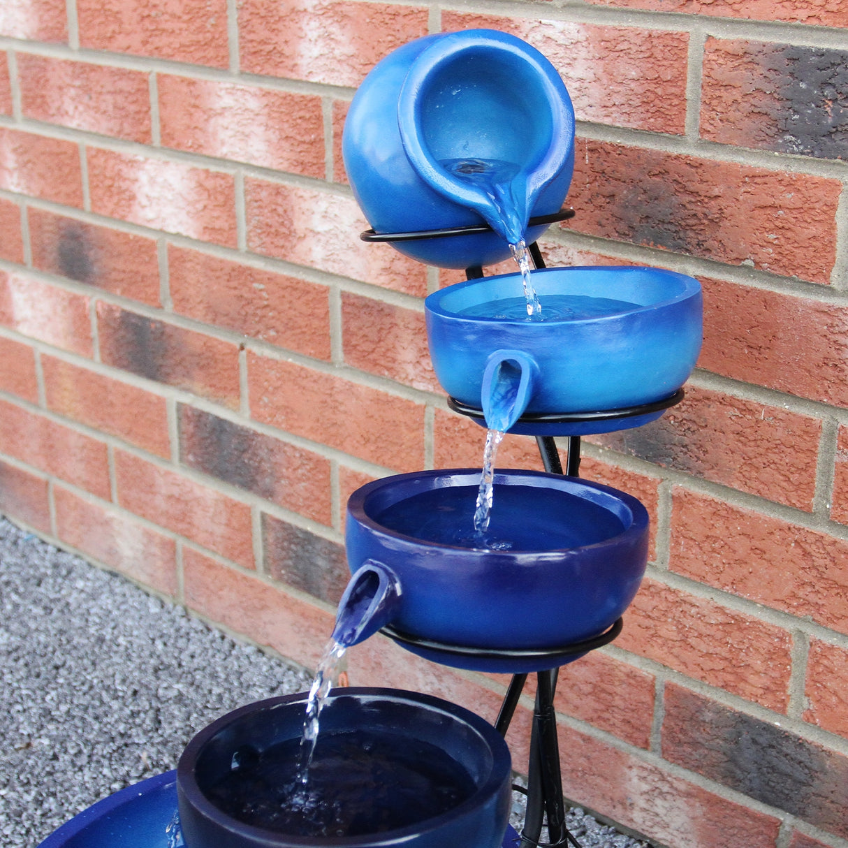 Solar Kaskadenbrunnen mit Akku - Blau