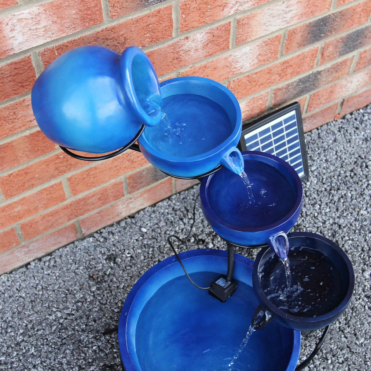 Solar Kaskadenbrunnen mit Akku - Blau