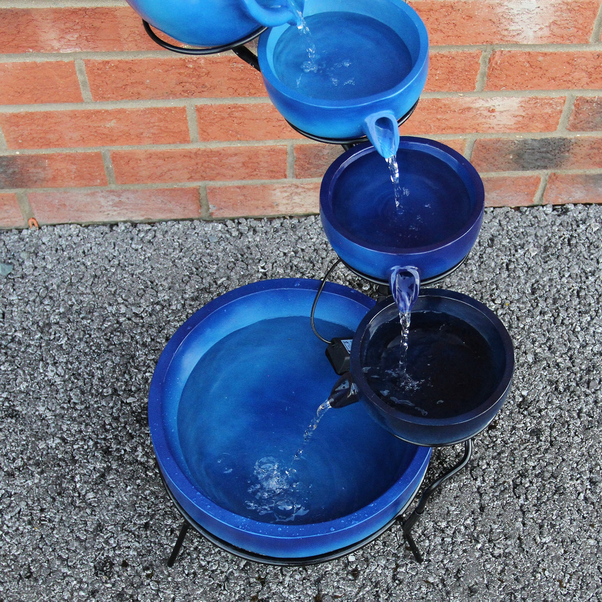 Solar Kaskadenbrunnen mit Akku - Blau