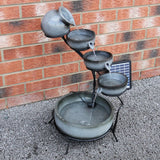 Solar Kaskadenbrunnen mit Akku - Grau