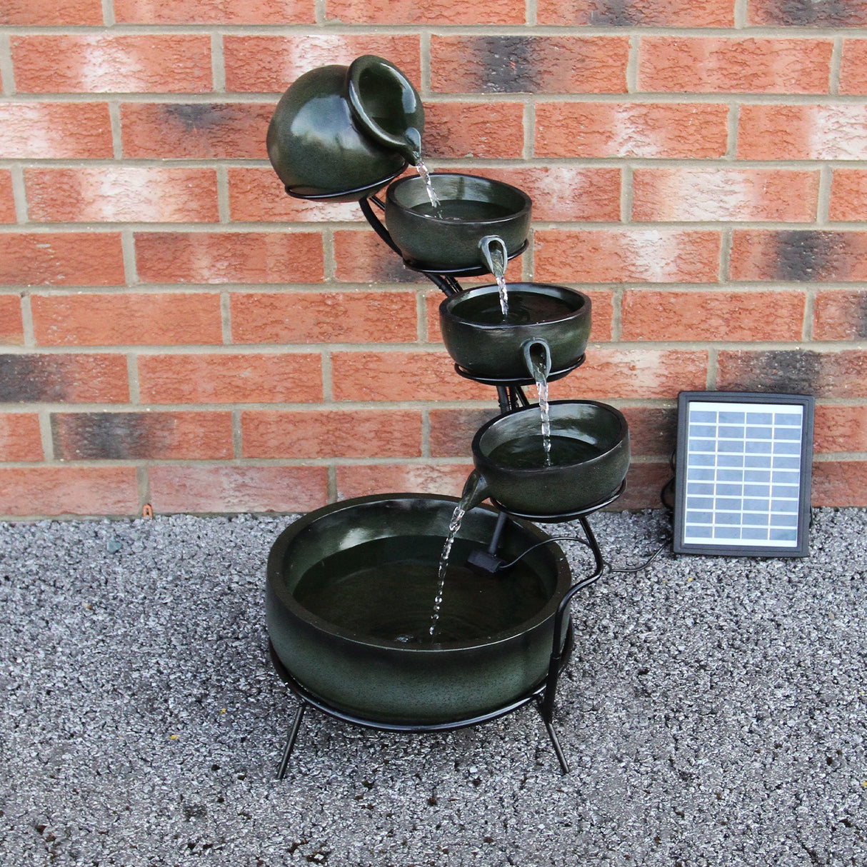 Solar Kaskadenbrunnen mit Akku - Grün