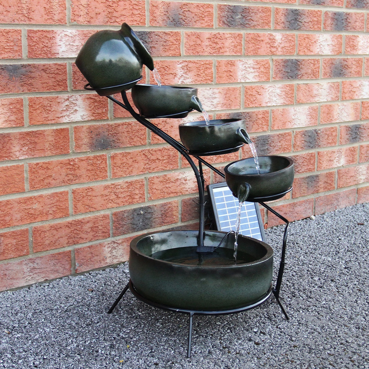 Solar Kaskadenbrunnen mit Akku - Grün