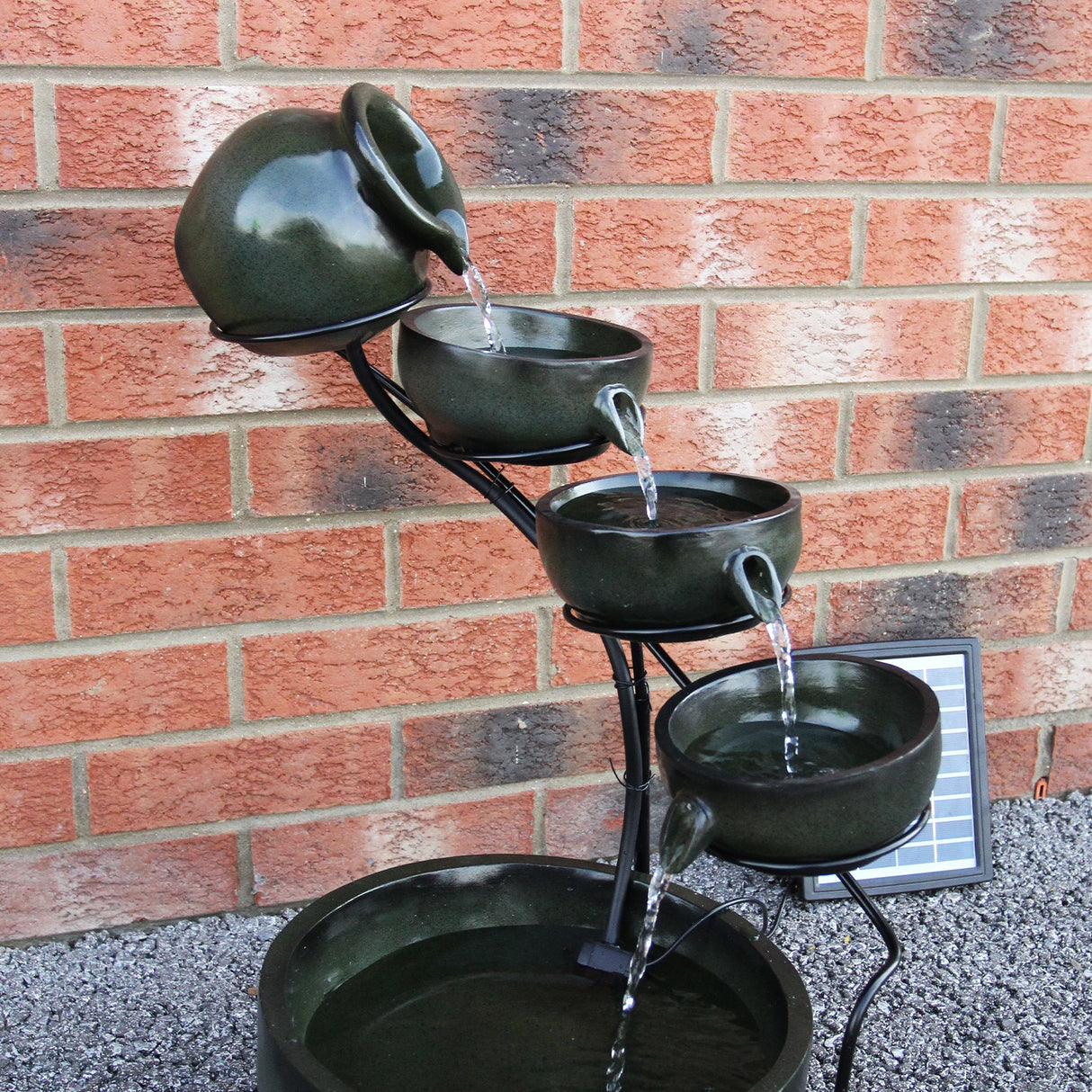 Solar Kaskadenbrunnen mit Akku - Grün
