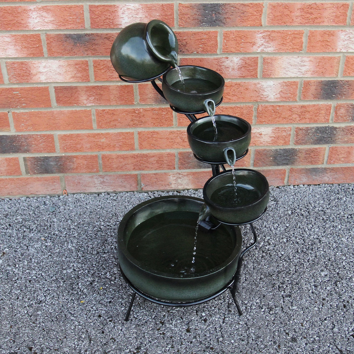 Solar Kaskadenbrunnen mit Akku - Grün