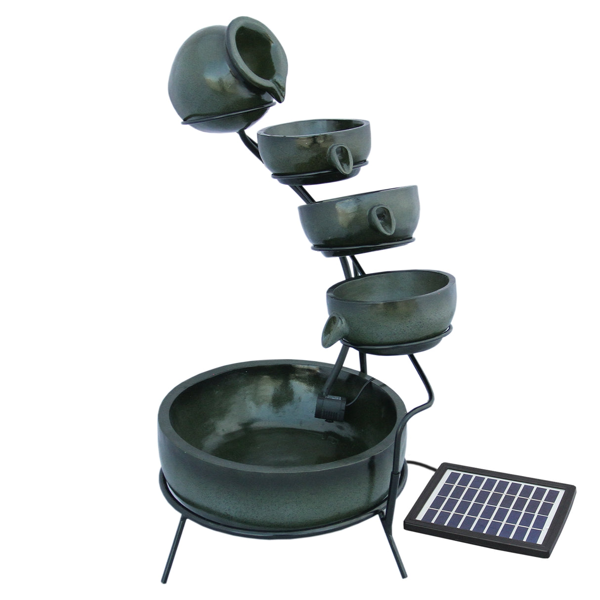 Solar Kaskadenbrunnen mit Akku - Grün