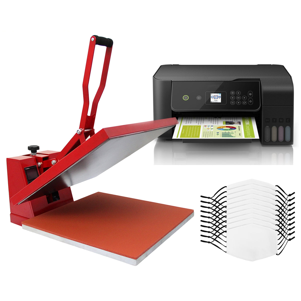 10 Gesichtsmasken für den Sublimationsdruck, 38cm Transferpresse & Drucker