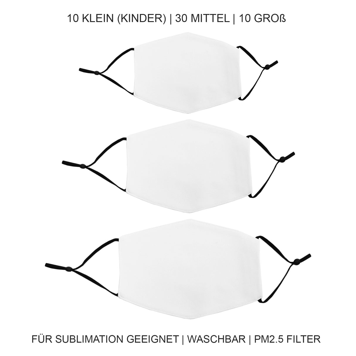 Gesichtsmasken – verschiedene Größen / 50er Packung