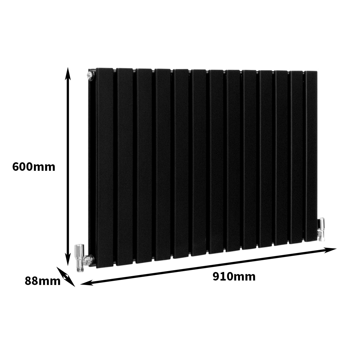 Paneelheizkörper Matte Schwarz 600mm x 910mm