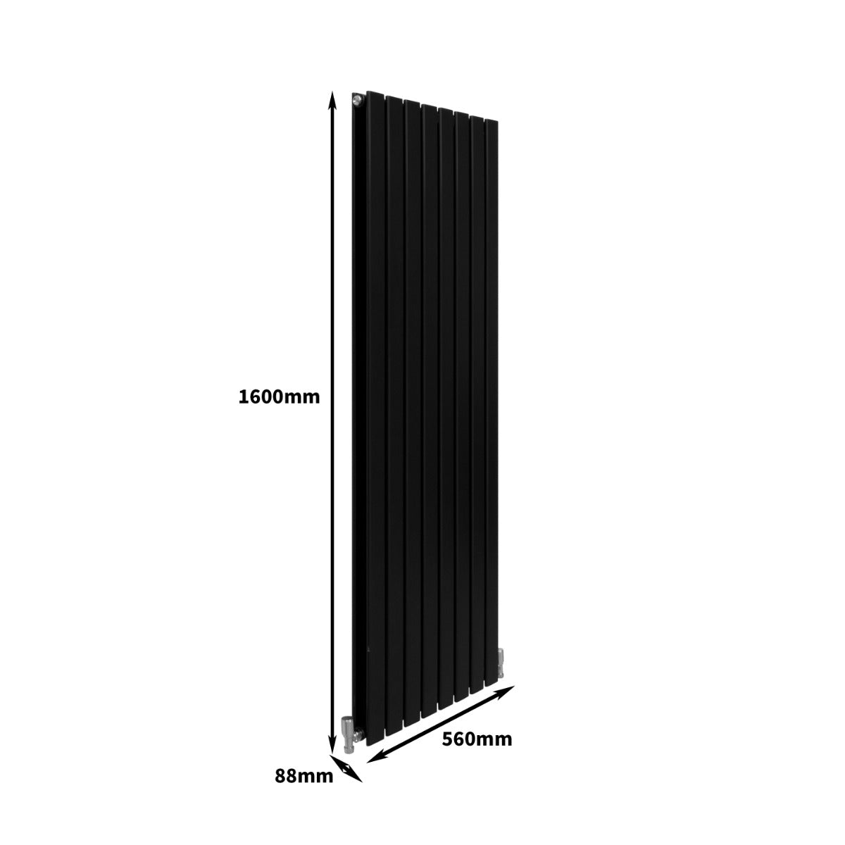 Paneelheizkörper Matte Schwarz 1600mm x 560mm