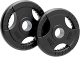 2 x 10kg Olympische Tri-Grip Gummi-Hantelscheiben in Schwarz