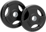 2 x 15kg Olympische Tri-Grip Gummierte Hantelscheiben  – Schwarz