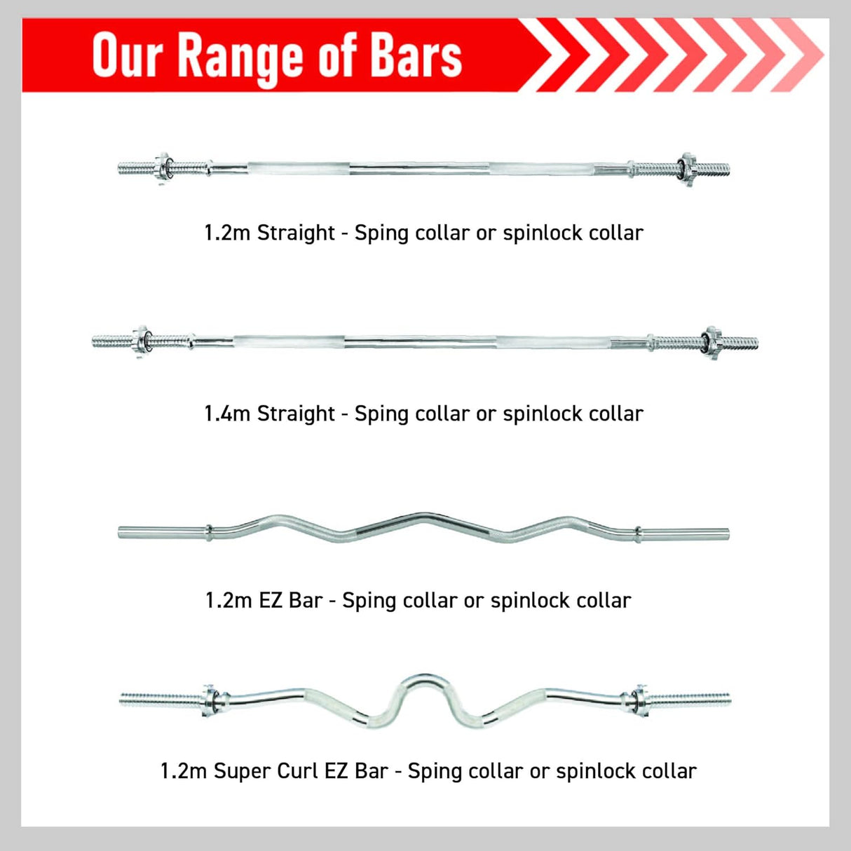 Gerade Hantelstange 1.2m Standard 1” Body Revolution mit Springlock