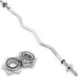 Kraftvolle Body Revolution EZ Curl Stange 1.2m aus robustem Stahl mit glänzender Oberfläche und zwei Spinlock-Verschlüssen für sicheres Training