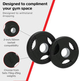 2 x 15kg Olympische Tri-Grip Gummierte Hantelscheiben  – Schwarz