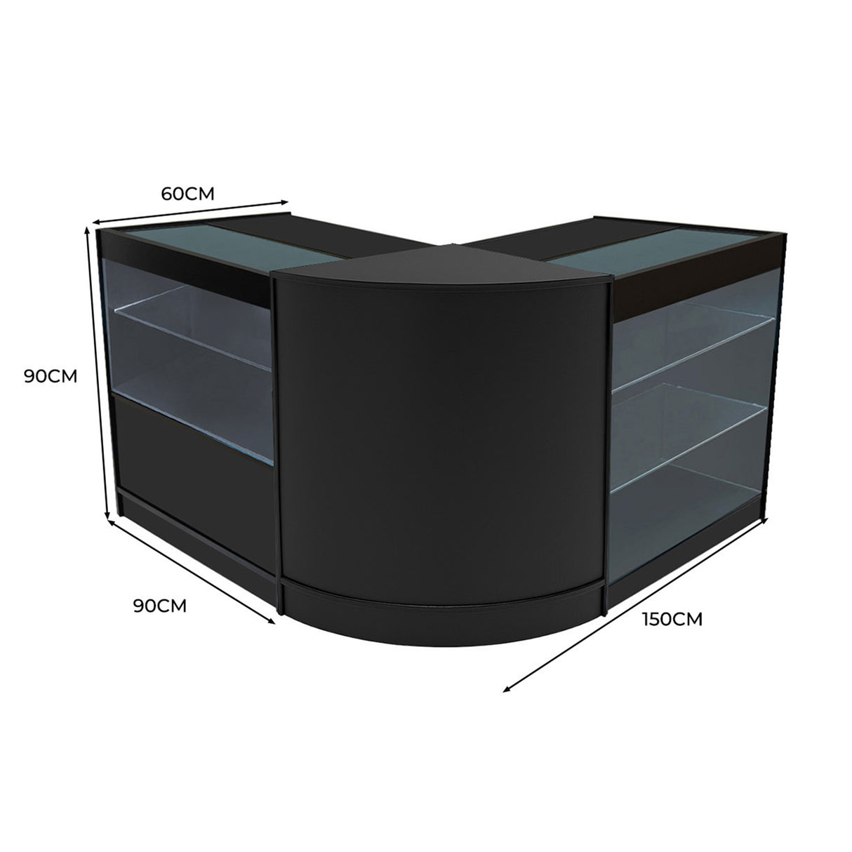 Hera LED Verkaufstheken-Set CM60 + K900 + C900 - Schwarz