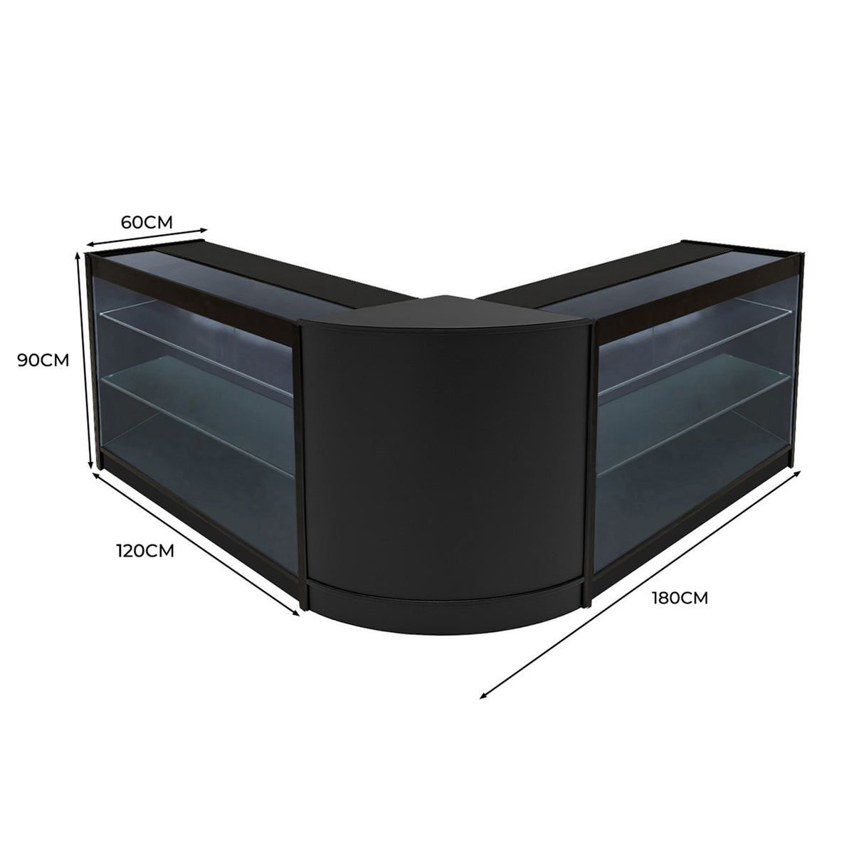 Helios LED Verkaufstheken-Set CM60 + K1200 (2 Stück) – Schwarz