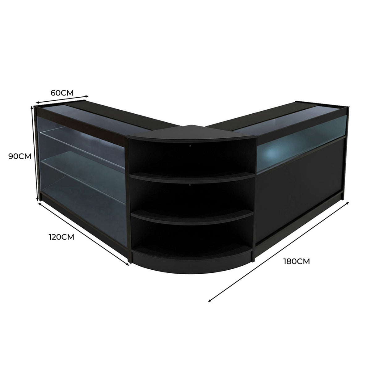 Demeter LED Verkaufstheken-Set LM60 + K1200 + B1200 - Schwarz