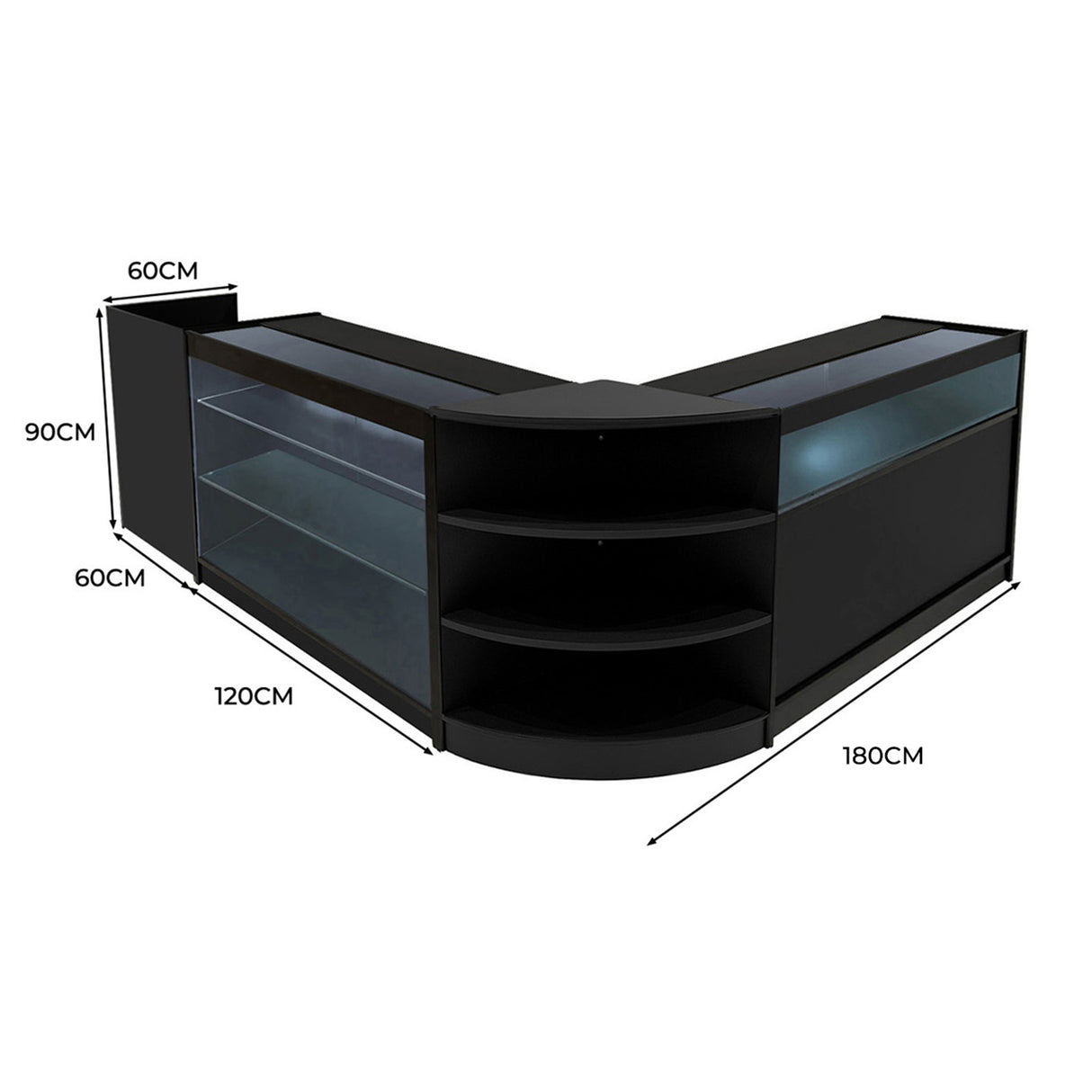 Hyperion LED Verkaufstheken-Set LM60 + B1200 + K1200 + TB60 – Schwarz