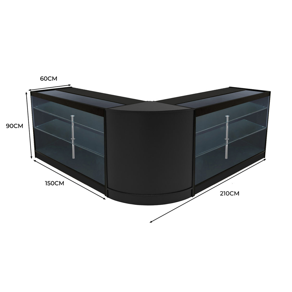 Helios LED Verkaufstheken-Set CM60 + K1500 (2 Stück) – Schwarz