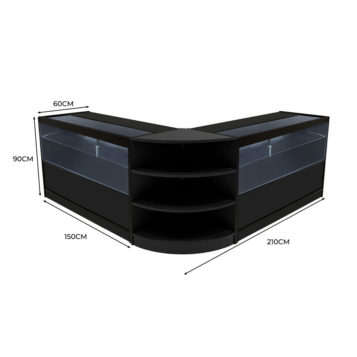 Andromeda LED Verkaufstheken-Set LM60 + C1500 (2 Stück) – Schwarz