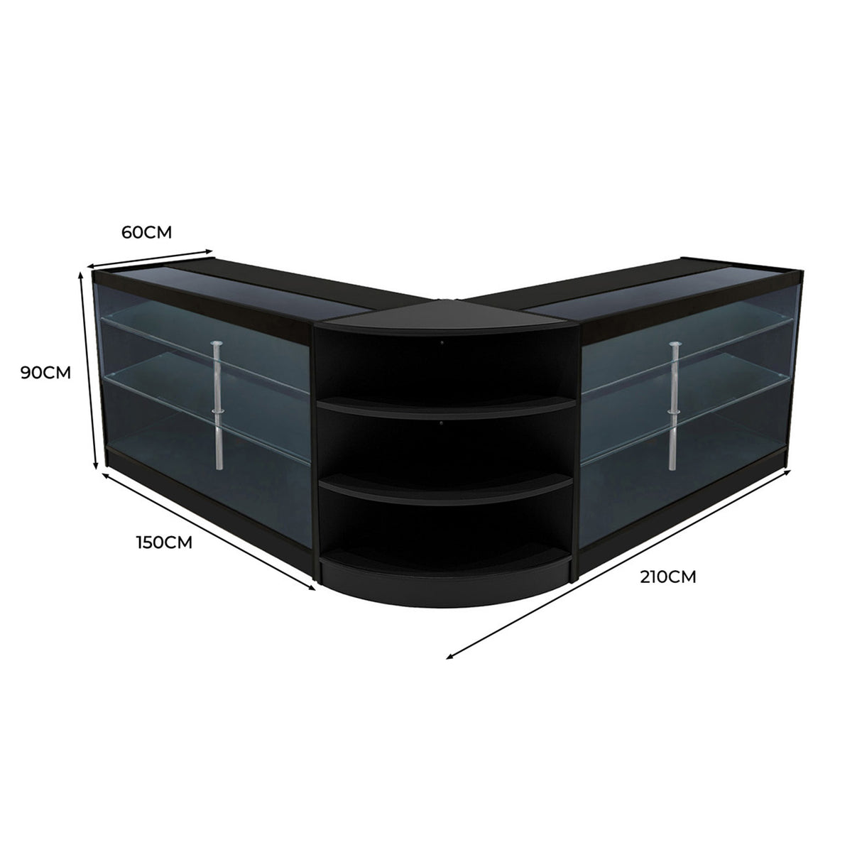 Apollo LED Verkaufstheken-Set LM60 + K1500 (2 Stück) – Schwarz