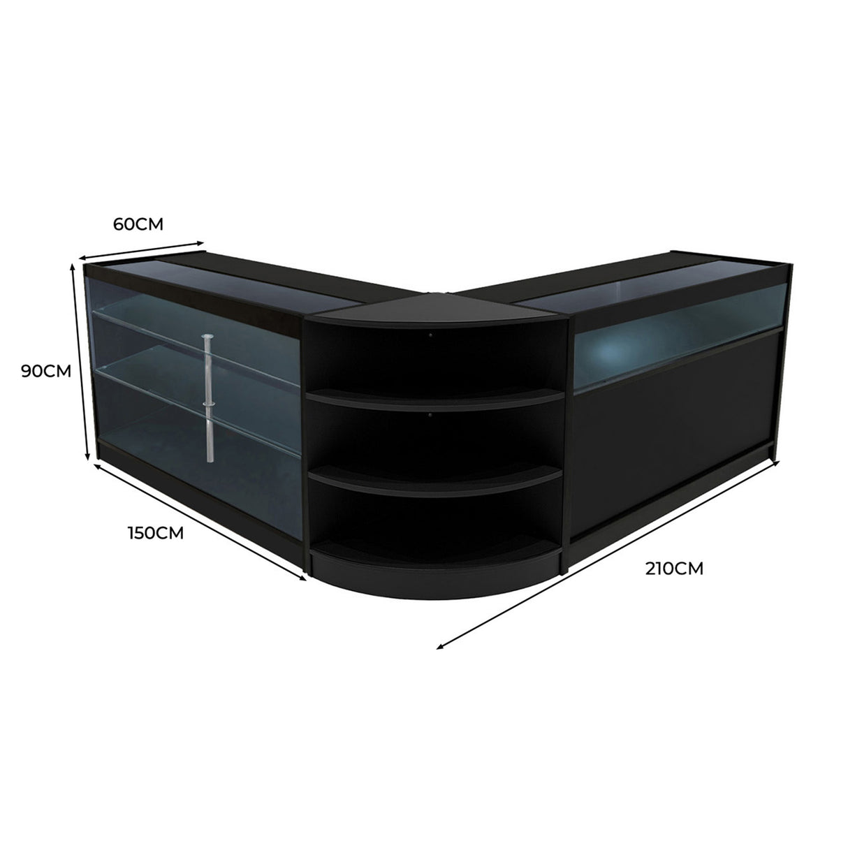 Demeter LED Verkaufstheken-Set LM60 + K1500 + B1500 - Schwarz
