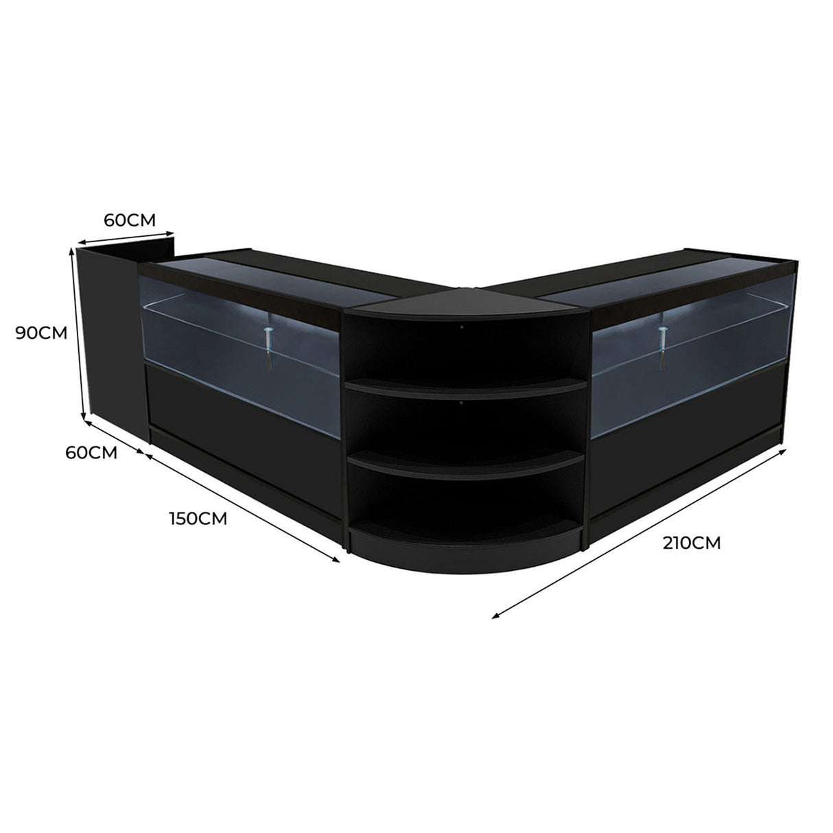 Eclipse LED Verkaufstheken-Set LM60 + C1500 (2 Stück)+ TB60 – Schwarz