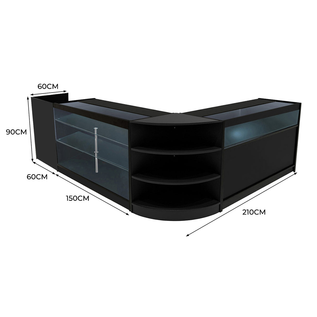 Hyperion LED Verkaufstheken-Set LM60 + B1500 + K1500 + TB60 – Schwarz