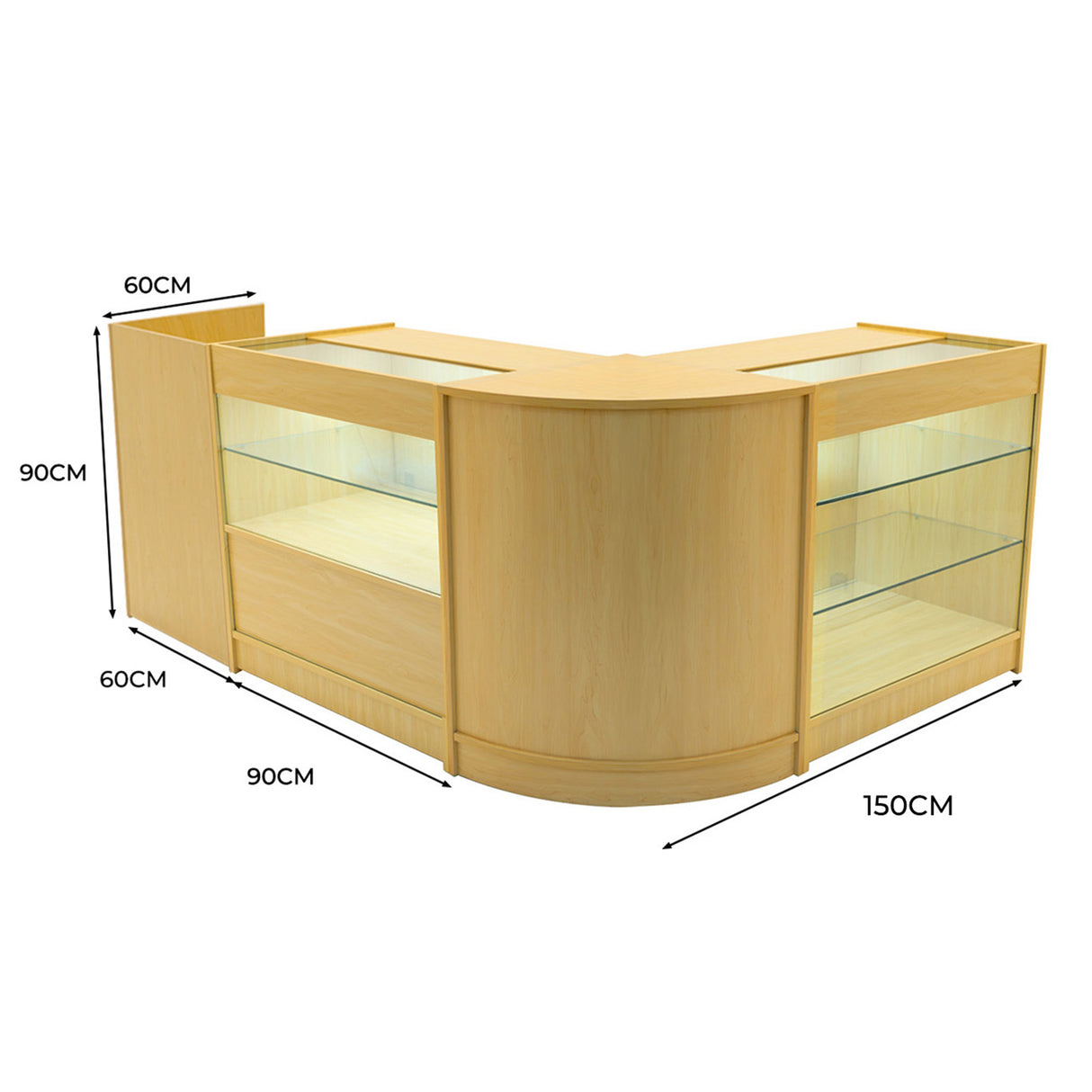 Vega LED Verkaufstheken-Set CM60 + C900 + K900 + TB60 – Ahorn