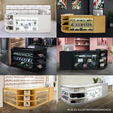 Vega LED Verkaufstheken-Set CM60 + C900 + K900 + TB60 – Ahorn