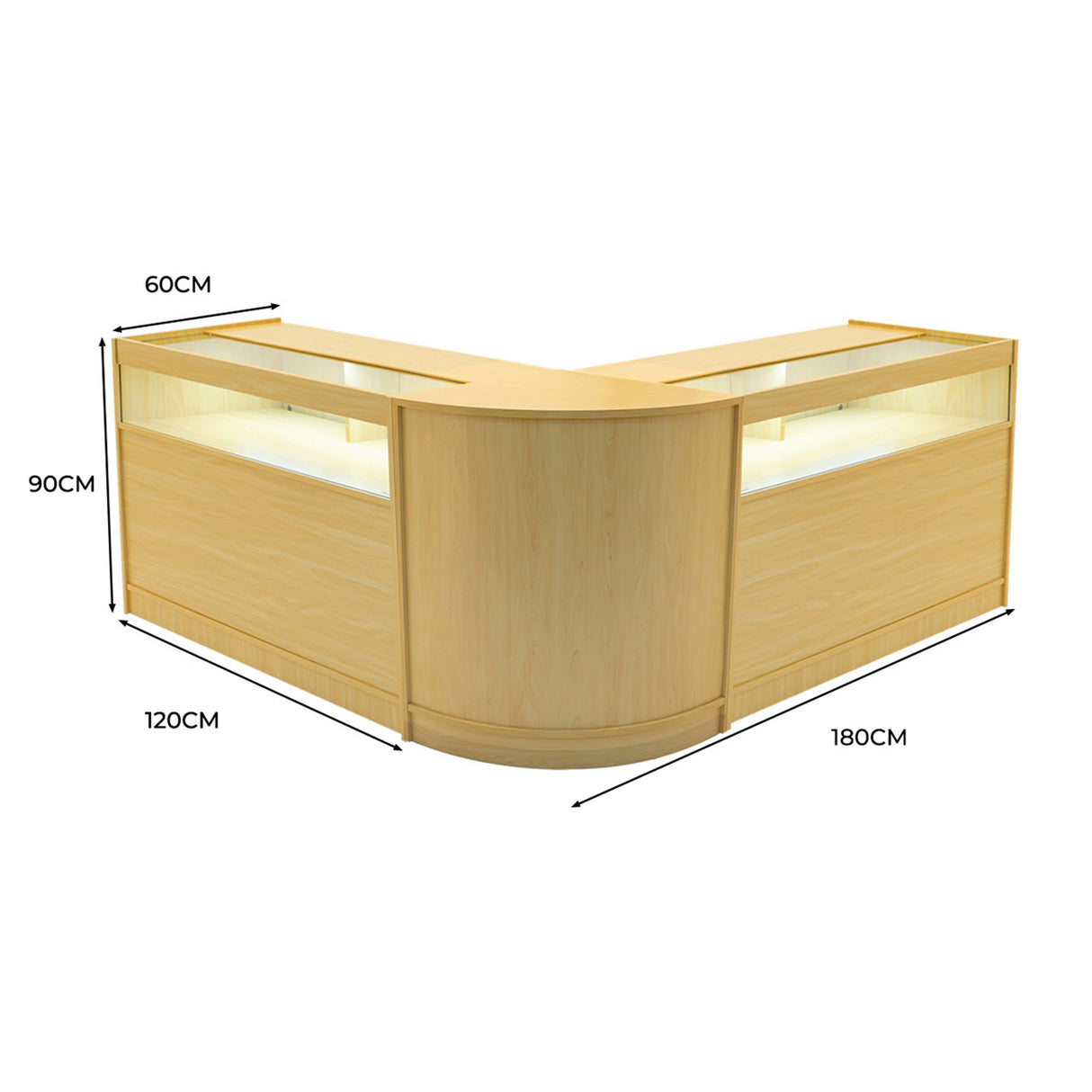 Iris LED Verkaufstheken-Set CM60 + B1200 (2 Stück) – Ahorn