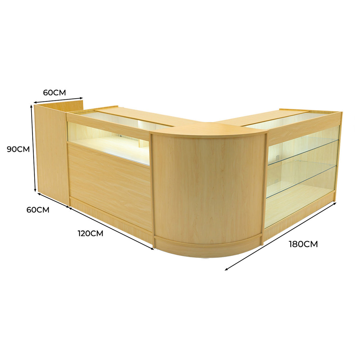 Polaris LED Verkaufstheken-Set CM60 + B1200 + K1200 + TB60 – Ahorn