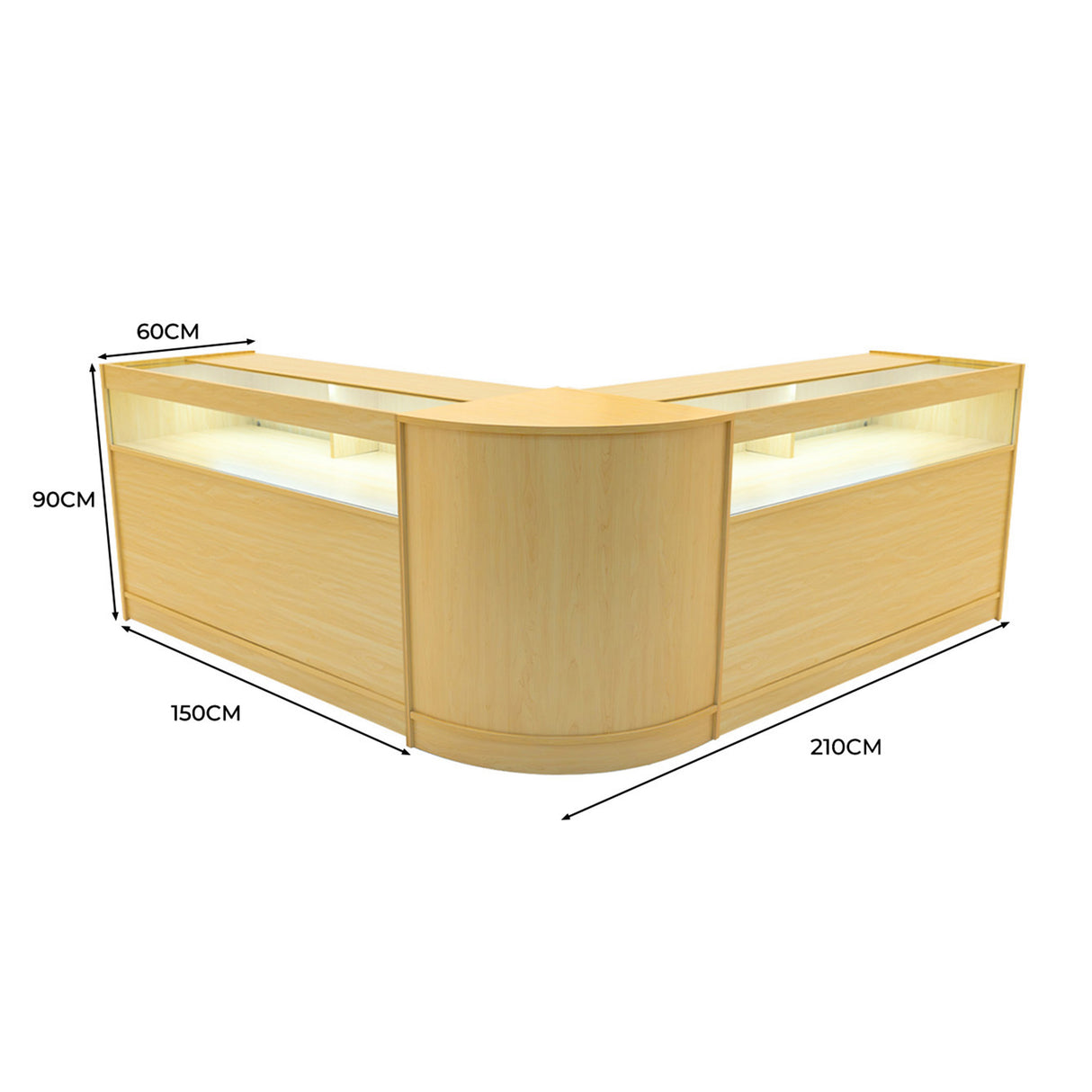 Iris LED Verkaufstheken-Set CM60 + B1500 (2 Stück) – Ahorn