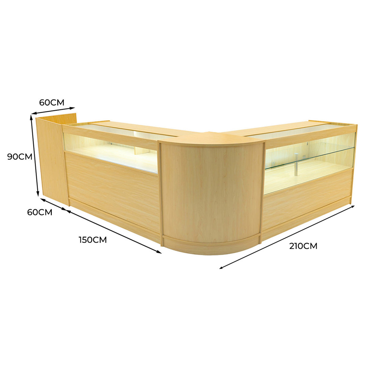 Gravity LED Verkaufstheken-Set CM60 + B1500 + C1500 + TB60 – Ahorn