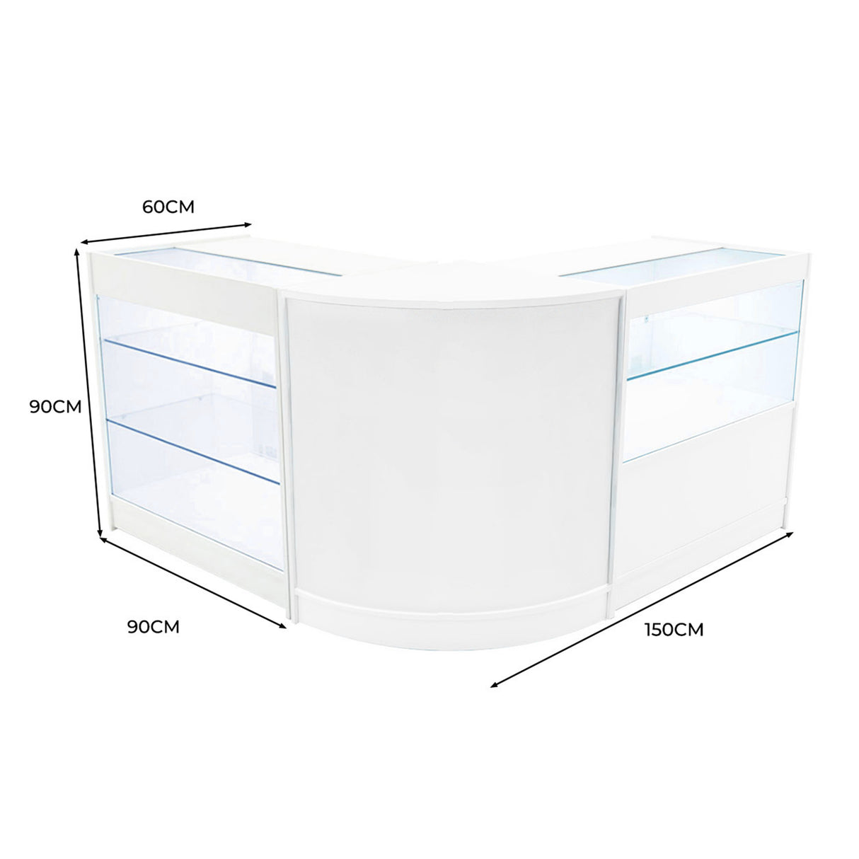 Hera LED Verkaufstheken-Set CM60 + K900 + C900 - Weiß