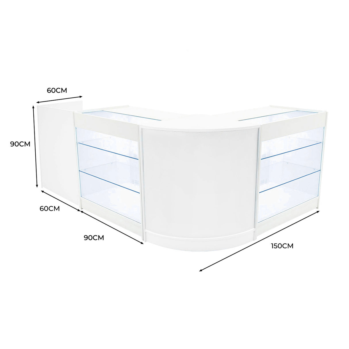 Aries LED Verkaufstheken-Set CM60 + K900 (2 Stück)+ TB60 – Weiß