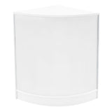 Elegante, weiße Verkaufstheke mit abgerundeten Kanten, ideal für Verkaufsflächen, aus hochwertigem Material mit glatter Oberfläche