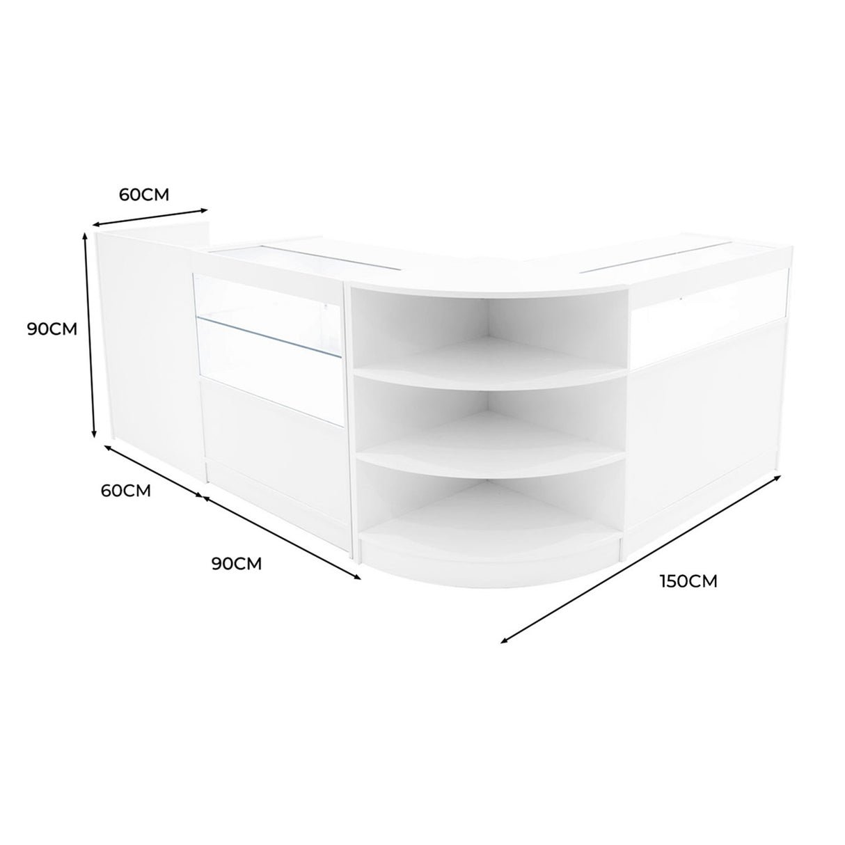 Europa LED Verkaufstheken-Set LM60 + B900 + C900 + TB60 – Weiß
