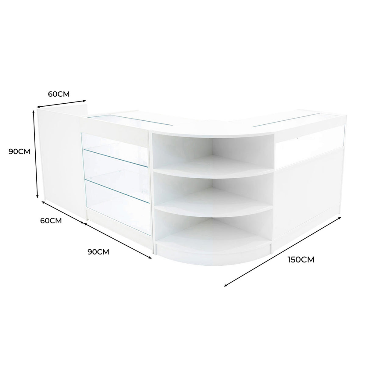 Hyperion LED Verkaufstheken-Set LM60 + B900 + K900 + TB60 – Weiß