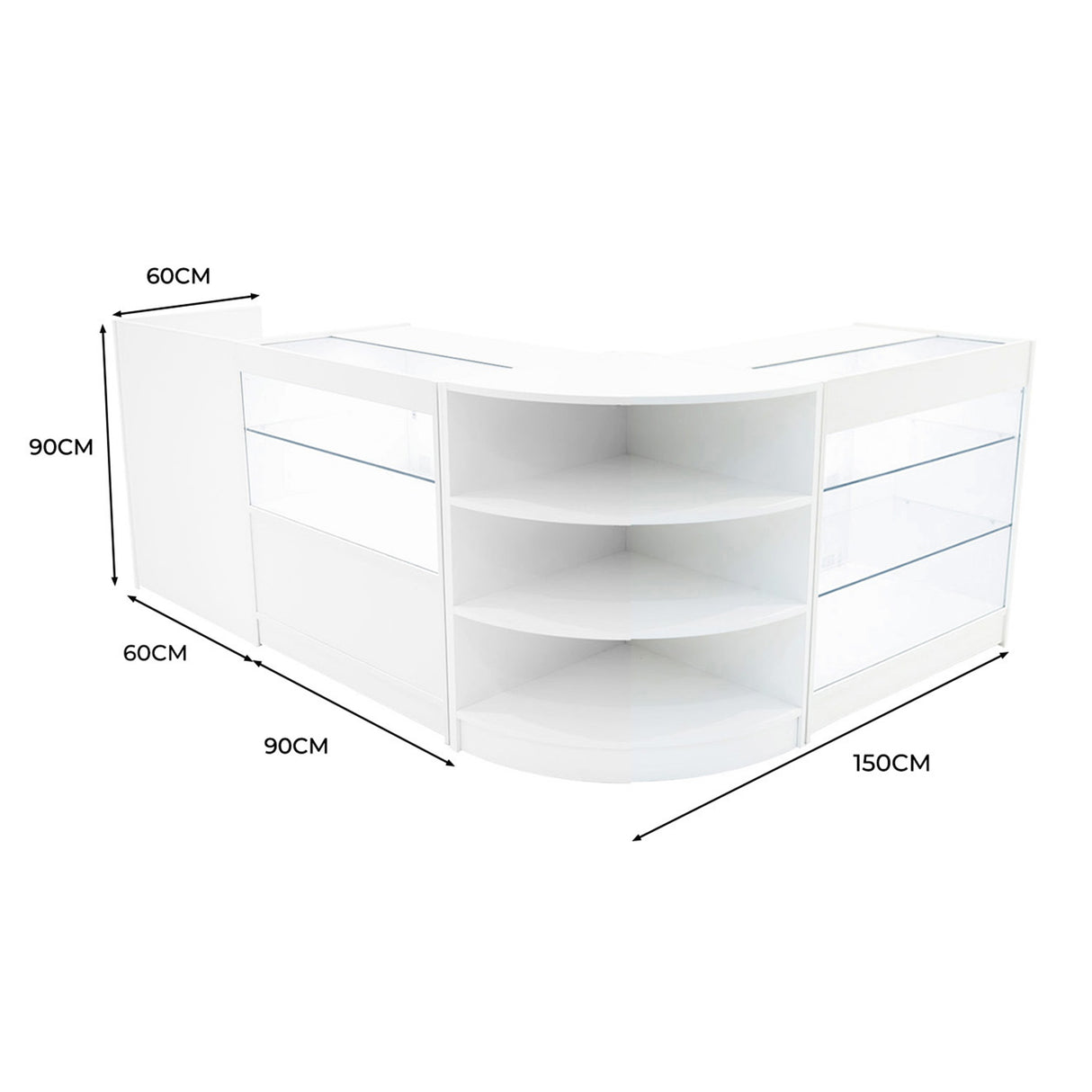 Theia LED Verkaufstheken-Set LM60 + C900 + K900 + TB60 – Weiß