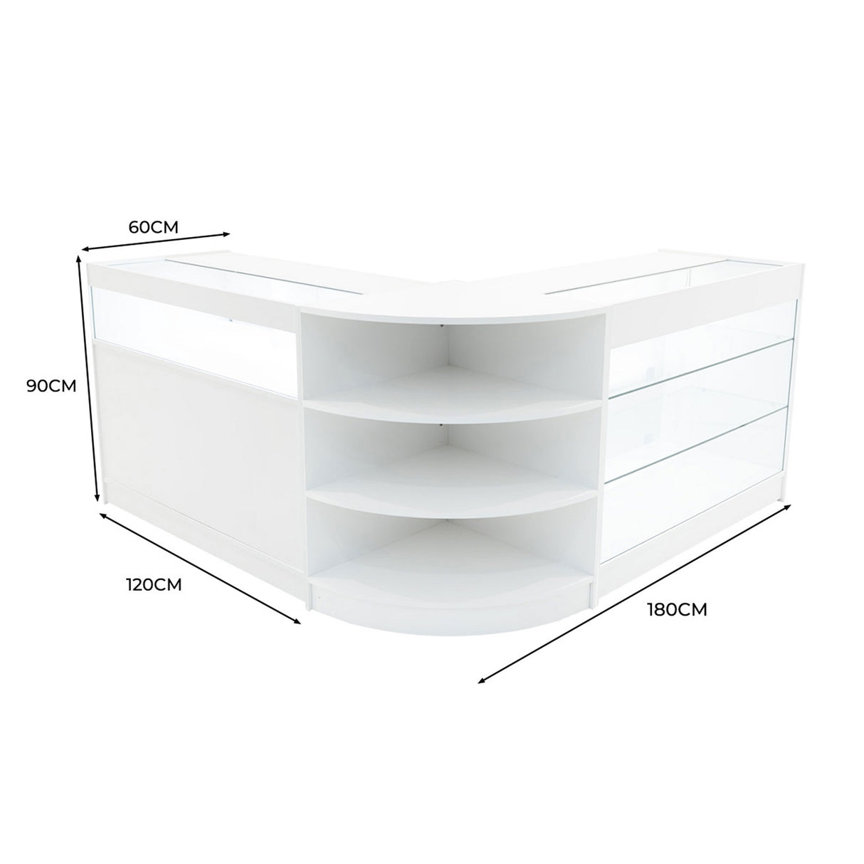 Demeter LED Verkaufstheken-Set LM60 + K1200 + B1200 - Weiß
