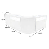 Luna LED Verkaufstheken-Set CM60 + B1200 (2 Stück)+ TB60 – Weiß