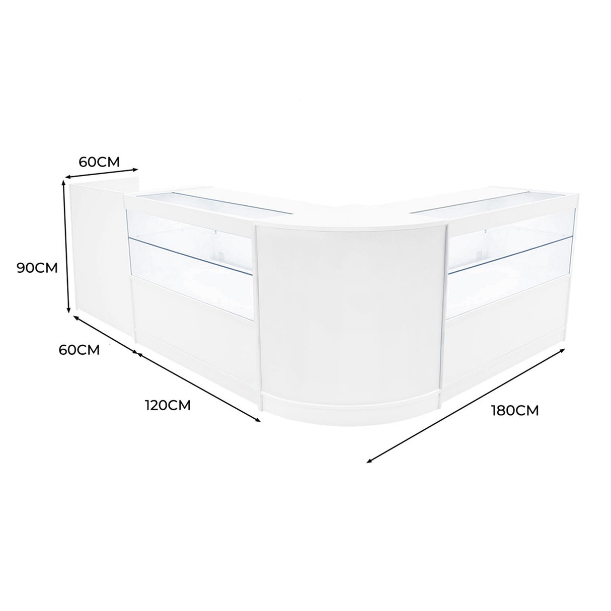 Phoenix LED Verkaufstheken-Set CM60 + C1200 (2 Stück)+ TB60 – Weiß