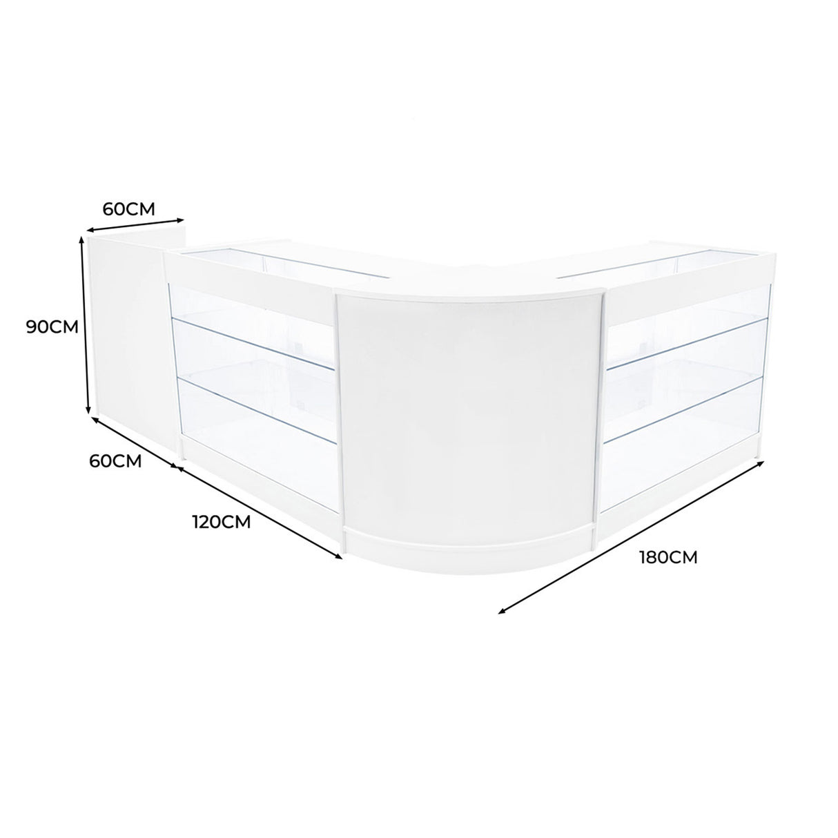 Aries LED Verkaufstheken-Set CM60 + K1200 (2 Stück)+ TB60 – Weiß