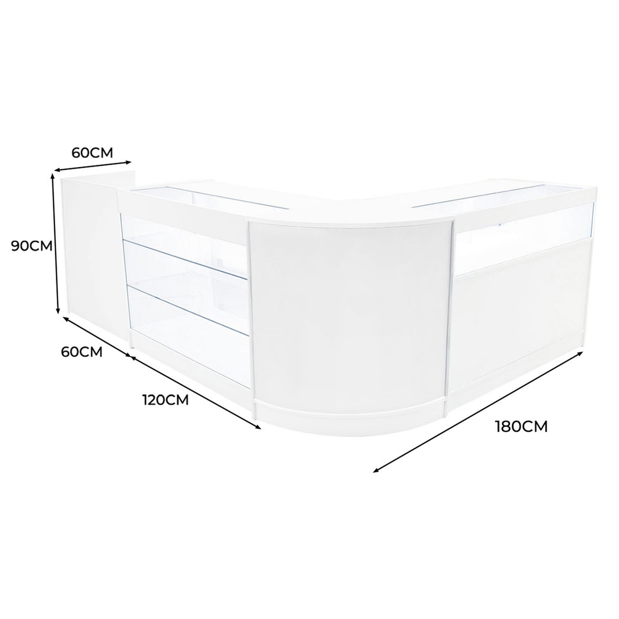 Polaris LED Verkaufstheken-Set CM60 + B1200 + K1200 + TB60 – Weiß